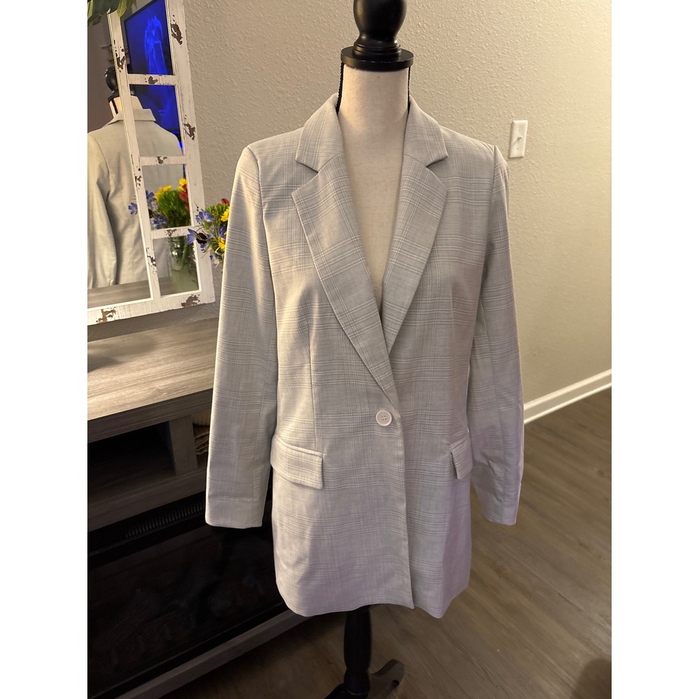 Rachel Zoe M women's blazer gray plaid